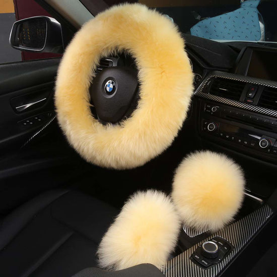 3pcs/set Universal Steering Wheel Cover for Car Fluffy Warm Plush