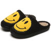 Picture of Smile Face Slippers For Women/Men, Retro Soft Plush Lightweight Smiley Face House Slippers, Indoor Outdoor Cozy Trendy Slip-On Slipper (9.5-10.5 Women/9-10 Men, Black-Yellow Smile, numeric_9_point_5)