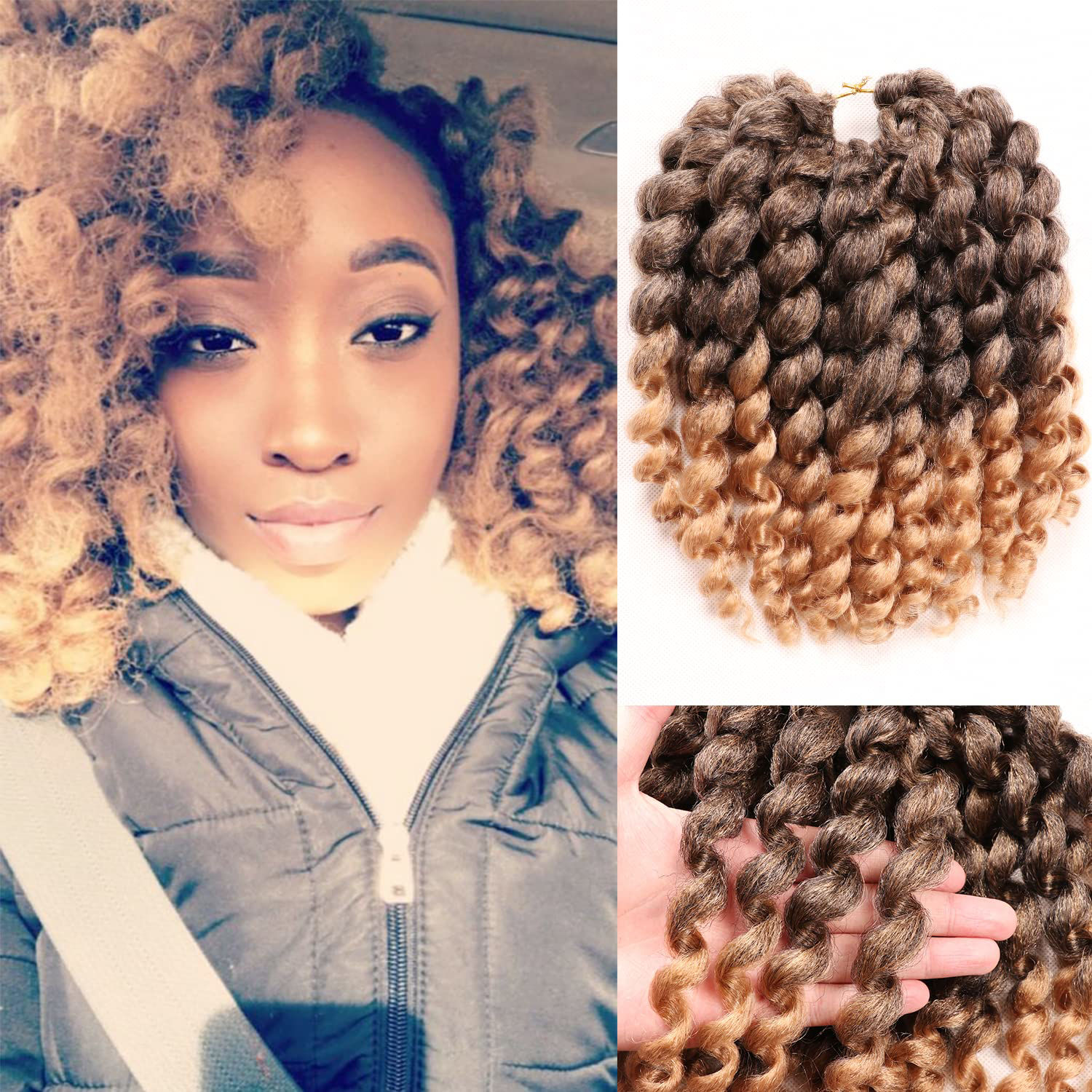 GetUSCart 10 Inch 22 Strands 4 Packs Jumpy Wand Curls Crochet Hair