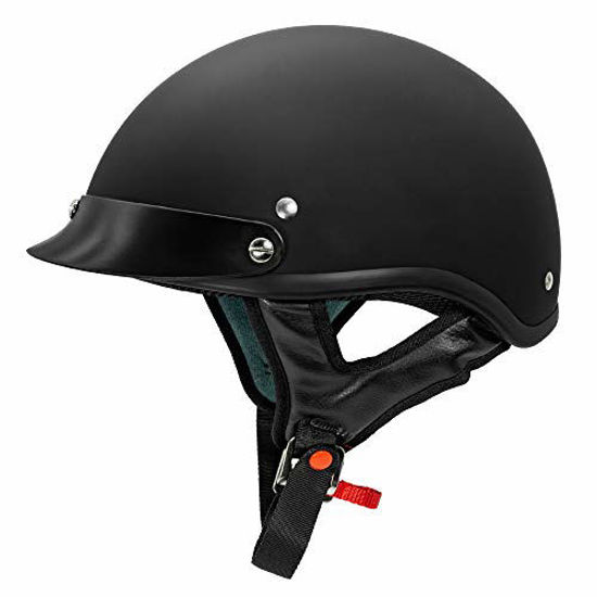 Picture of VCAN Cruiser Solid Flat Black Half Face Motorcycle Helmet (X-Small)