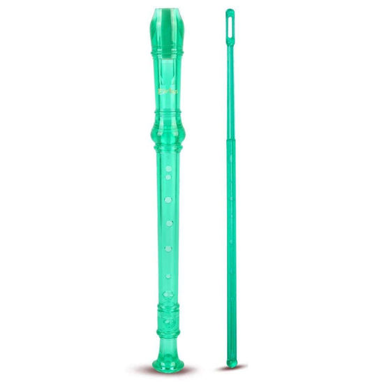 Picture of Everjoys Soprano Descant Recorder 8 Hole-3 Piece Kids Crystal Music Flute w/Cleaning Rod Bag Instruction Green