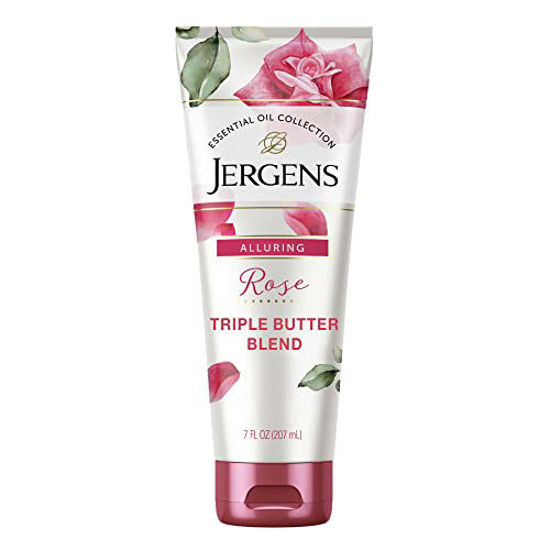 Picture of Jergens Rose Body Butter Lotion, Hand and Body Moisturizer with Camellia Essential Oil, for Indulgent Hydration, 7 oz