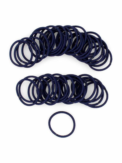 Picture of Heliums Mini Hair Elastics, 2mm Small Hair Ties for Kids, Braids and Fine Hair - 48 Count Ponytail Holders (Navy Blue)