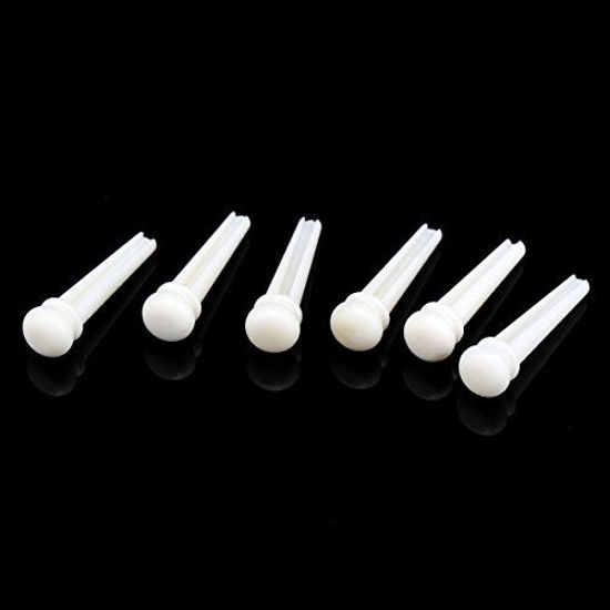 Picture of Musiclily Slotted Folk Acoustic Guitar Bone Bridge End Pins Endpin for Taylor Martin Guitar Parts, White (Pack of 6)