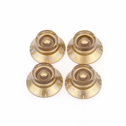 Picture of Musiclily Pro Imperial Inch Size Bell Top Hat Knobs Compatible with USA Made Les Paul Style Electric Guitar, Gold (Set of 4)