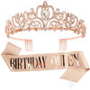 Picture of Birthday Crowns for Women, Tiara for Women Rose Gold, Happy Birthday Queen Tiara, Birthday Girl Tiaras with Birthday Sash, Crowns for Women, Birthday Accessories for Women,Birthday Party Favors