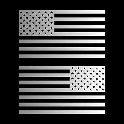 Picture of American US Flag [Pick Color/Size] Vinyl Decal Sticker for Laptop/Car/Truck/Window/Bumper (7.5in Subdued Pair, Matte Metallic Silver)