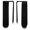 Picture of BARSDAR 20 Inch Ponytail Extension Long Straight Wrap Around Clip in Synthetic Fiber Hair for Women -Black