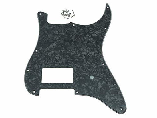 Picture of KAISH 11 Hole ST Strat One Humbucker Guitar Pickguard Scratch Plate Fits Fender Delonge Black Pearl