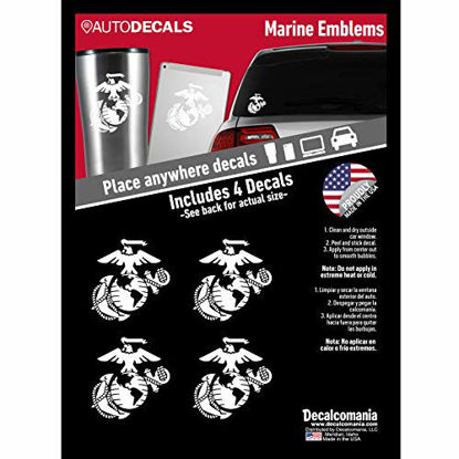 Picture of Decalcomania-Marine Corps Vinyl Decal Eagle Globe & Anchor United States Marine Corps USMC Vinyl Decals - Set of 4 4" White Emblem Anchor Vinyl Decal - Proudly Made in The USA