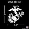 Picture of Decalcomania-Marine Corps Vinyl Decal Eagle Globe & Anchor United States Marine Corps USMC Vinyl Decals - Set of 4 4" White Emblem Anchor Vinyl Decal - Proudly Made in The USA