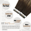 Picture of Moresoo Tape in Hair Extensions Human Hair Brown Balayage Hair Extensions 24 Inch Adhesive Tape Hair for Women 100g #4 Ombre #27 Blonde with #4 Brown Remy Straight Brazilian Tape on Hair 40pcs