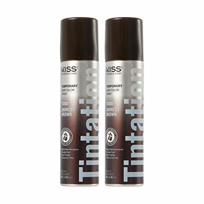 Picture of Kiss Root Cover Up Gray Concealer Spray Tintation Temporary Hair Color Spray Root Touch Up Spray Hair Dye 2.82 oz. 2 PACK (Dark Brown)