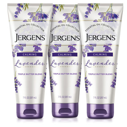 Picture of Jergens Lavender Body Butter Hand and Body Lotion, Moisturizer for Women, with Essential Oils for Indulgent Moisturization, 7 Ounce (Pack of 3)