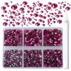 Picture of Bymitel 5000 Pieces 6 Mixed Sizes Glue Fix on Glass Rhinestones Round Crystal Gems Flatback for DIY Jewelry Making with one Picking Pen(6-Sizes 5000PCS, Fuchsia)