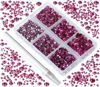 Picture of Bymitel 5000 Pieces 6 Mixed Sizes Glue Fix on Glass Rhinestones Round Crystal Gems Flatback for DIY Jewelry Making with one Picking Pen(6-Sizes 5000PCS, Fuchsia)