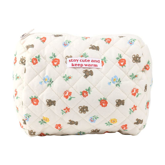 GetUSCart- Juoxeepy Cotton Makeup Bag Large Travel Cosmetic Bag Quilted  Cosmetic Pouch Coquette Aesthetic Floral Toiletry Bag