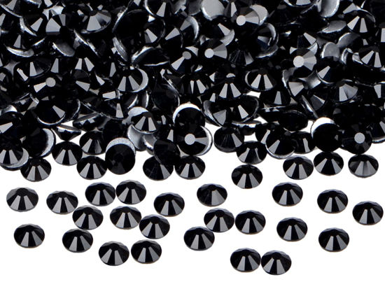 Picture of 1440PCS Art Nail Rhinestones non Hotfix Glue Fix Round Crystals Glass Flatback for DIY Jewelry Making with one Picking Pen (ss12 1440pcs, Jet Black)