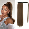 Picture of BARSDAR 18 Inch Ponytail Extension Long Straight Wrap Around Clip in Synthetic Fiber Hair for Women -Golden Brown