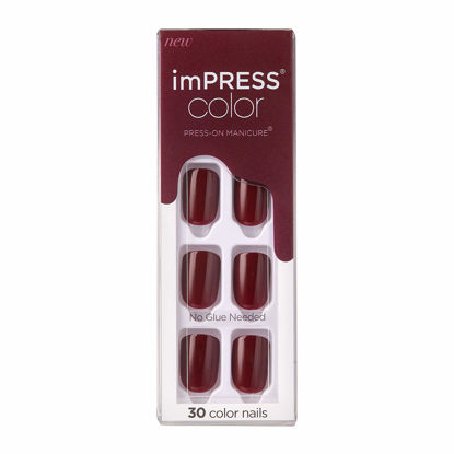 Picture of KISS imPRESS Color Press-On Manicure, Gel Nail Kit, PureFit Technology, Short Length, “I'm Not a Cinna”, Polish-Free Solid Color Mani, Includes Prep Pad, Mini File, Cuticle Stick, and 30 Fake Nails