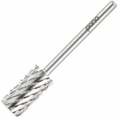 Picture of PANA Professional 3/32" Shank Size - Flat Top Large Barrel Silver Carbide Bit 3X Coarse Grit - Nail Drill Bit for Dremel Machine