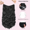 Picture of HOOJIH Wire Hair Extensions 3 Ways Adjustable Headband Size Curly Wavy Invisible Wire Hairpiece 20 Inch 140 Gram Invisible Secret Extensions for Women - Black