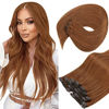 Picture of Sunny Clip in Hair Extensions Human Hair Copper Human Hair Clip in Extensions Invisible Clip In Real Human Hair Extensions Double Weft Clip in Real Hair Extensions Copper For Women 5Pcs 70G 12inch