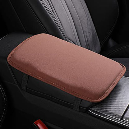 Picture of Forala Car Armrest Cover Suedette Leather Auto Center Console Cushion Pad Soft Warm Car Interior Accessories for Women Universal Fit,12 x 8.6 inch