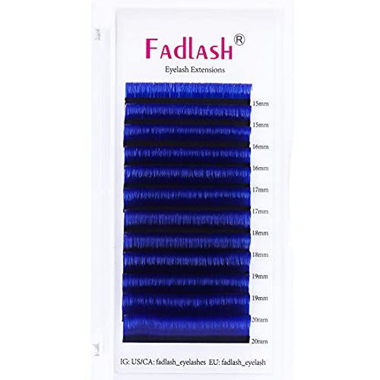 Picture of Eyelash Extension C Curl Easy Fan Volume Lashes Blue Color Easy Fan Lash Extensions Colorful Self Fanning Eyelash Extensions (Blue Color 0.07-C, 15-20mm)