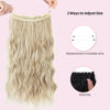 Picture of HOOJIH Wire Hair Extensions 2 Ways Adjustable Headband Size Curly Wavy Invisible Wire Wigs 20 Inch 140 Gram Invisible Secret Extensions for Women - Light Golden Blonde with White Blonde