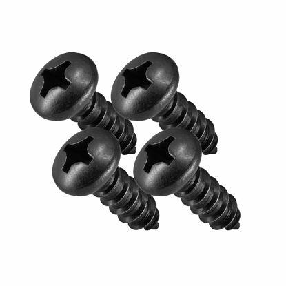 Picture of Black License Plate Screws, Black Head Stainless Steel Screws with Pan Head, Black Oxidized Finish (Pack of 4)