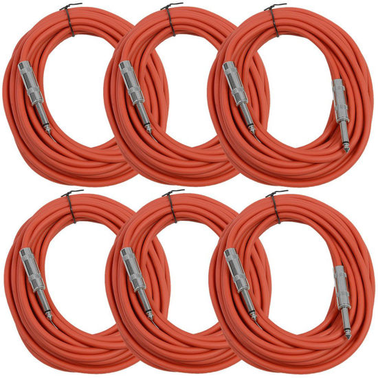 Picture of Seismic Audio SASTSX-25Red-6PK 25-Feet TS 1/4-Inch Guitar, Instrument, or Patch Cable, Red