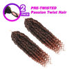 Picture of 2 Pack Pre-twisted Passion Twist Crochet Hair for Black Women 10 Inch Burgundy Crochet Passion Twist, Pre Looped Passion Twist Hair Curly Crochet Hair Bohemian Crochet Braids Hair Extensions T350