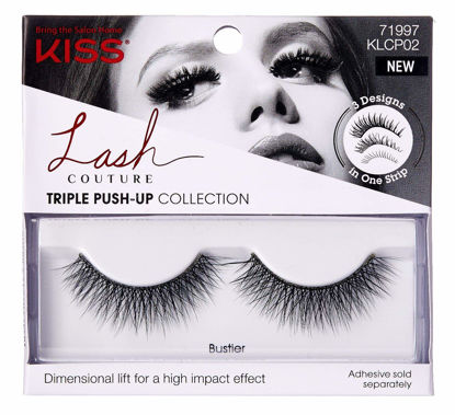 Picture of KISS Lash Couture Triple Push Up Collection, 3D Volume False Eyelashes with Triple Design Technology, Multi-Angles & Lengths, Cruelty-Free, Contact Lens Friendly, and Reusable, Style Bustier, 1 Pair