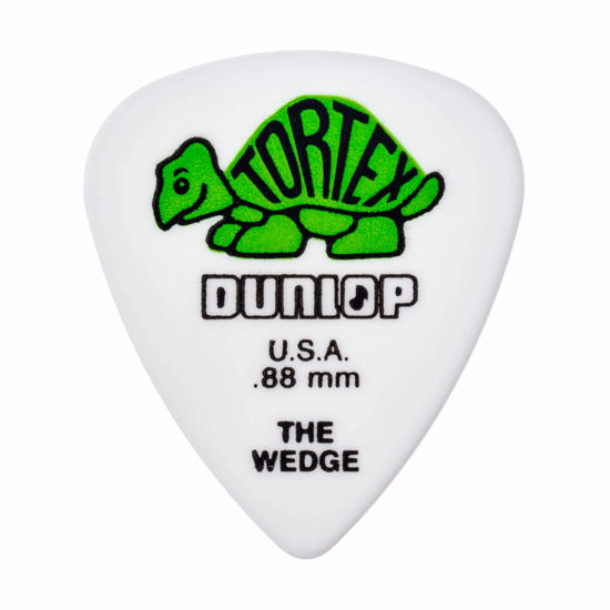 Picture of Dunlop 424R.88 Tortex® Wedge, White/Green, .88mm, 72/Bag