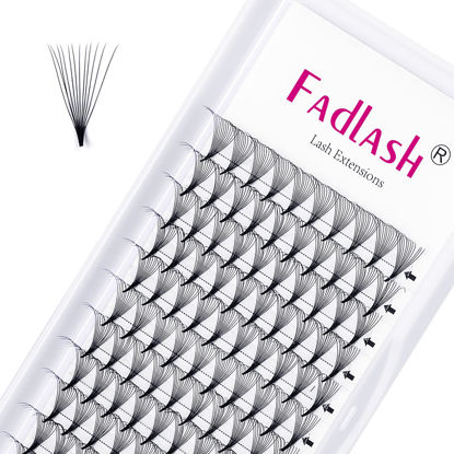 Picture of Lashes Extension Premade Volume 12D 0.07 C Curl 15mm Eyelash Extensions Premade Fans Lashes Middle Stem Pro Point Volume Lash Extensions (12D-0.07-C, 15mm)