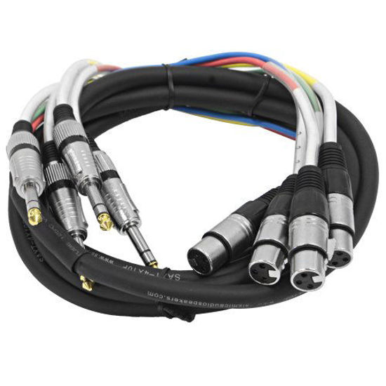 Picture of Seismic Audio - SAXT-4x10F - 4 Channel 1/4" TRS to XLR Female Snake Cable - 10 Feet Long - Serviceable Ends - Pro Audio Effects Snake for Live Live, Recording, Studios, and Gigs - Patch, Amp, Mixer,