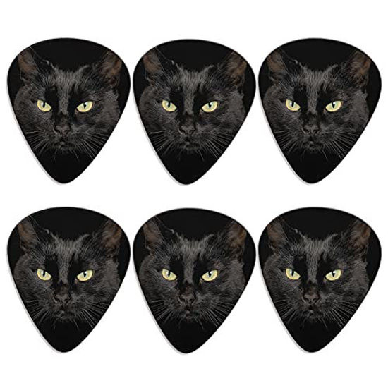 Picture of KEIAHUAN Guitar Picks for Women Men Gift for Acoustic Guitar, Bass and Electric Guitar Black Cat Pattern 0.96mm,6 pack