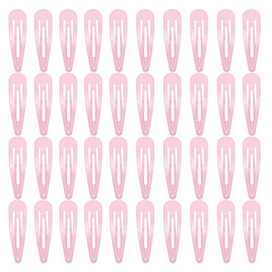 Picture of 40 Counts Pink Color Metal Snap Hair Clips 2 Inch Barrettes for Women Accessories