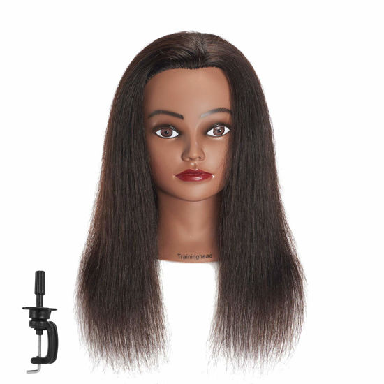 GetUSCart- Traininghead 18-20 100% Human hair Mannequin head Training Head  Cosmetology Manikin Head Doll Head with free Clamp Stand