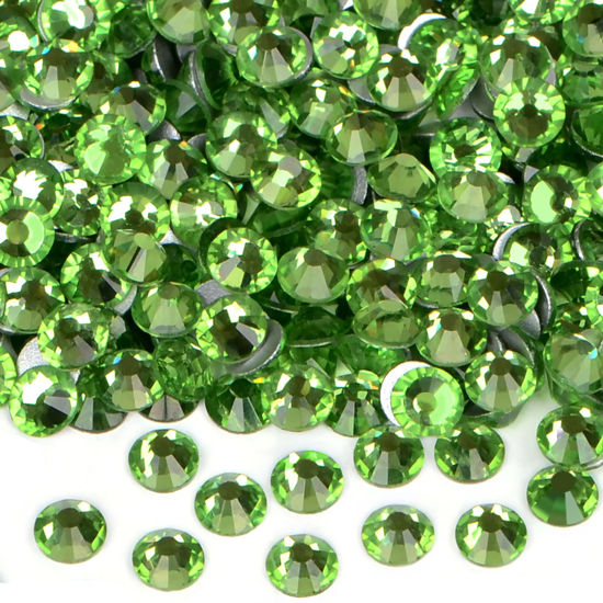 Picture of 1440PCS Art Nail Rhinestones non Hotfix Glue Fix Round Crystals Glass Flatback for DIY Jewelry Making with one Picking Pen (ss20 1440pcs, Peridot)