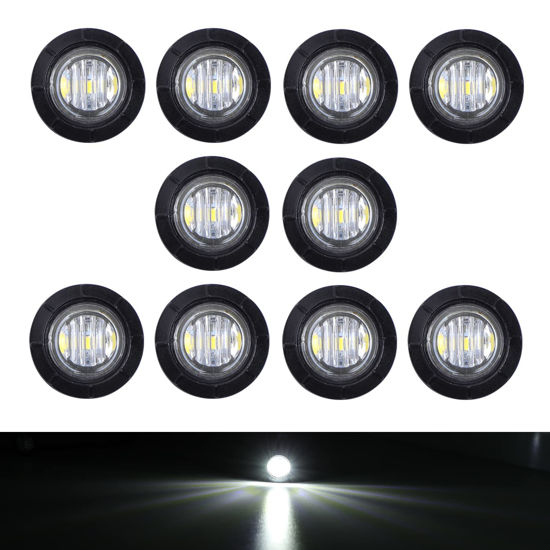 Picture of TMH 10 Pcs 3/4 Inch Mount White LED Clearance Markers Bullet Marker lights, side marker lights, led marker lights, led side marker lights, led trailer marker lights, trailer marker light