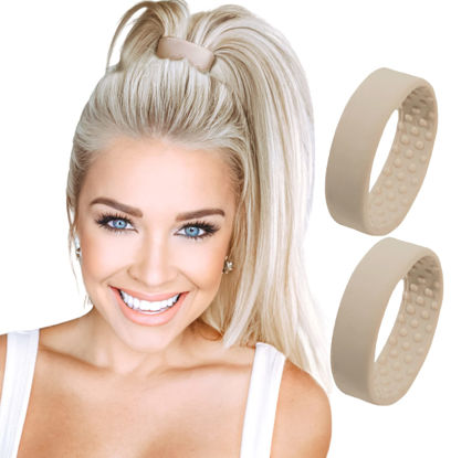 Picture of PONY-O 2 Pack Dark Blonde Original Patented Hair Accessory, Ponytail Holder, Hair Tie alternative