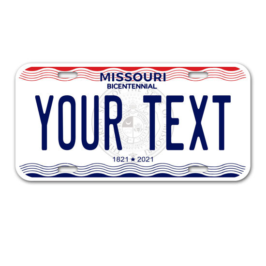 Picture of InkMyPlate Personalized Missouri White Car License Plate | 12x6 Inch | Select from All 50 States | 3 Sizes | Custom Plate for Front Car Bumper | Personalized Car Tags | USA Thick .040 Aluminum