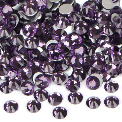 Picture of 2880PCS Art Nail Rhinestones non Hotfix Glue Fix Round Crystals Glass Flatback for DIY Jewelry Making with one Picking Pen (ss10 2880pcs, Tazanite)