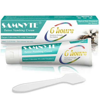 Picture of Tattoo Numbing Cream Before Tattoo, ( 2.12oz ) 6 - 8 Hours Painless Numbing Cream Tattoo, 5% Lidocaine Cream Maximum Strength, Topical Numbing Cream with Aloe Vera, Vitamin E, Lecithin by Samnyte