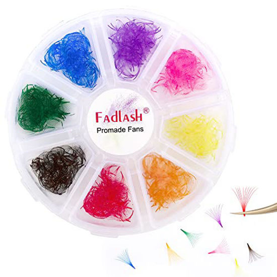 Picture of Colored Lash Extensions 10D 1000 Premade Fans Eyelash Extensions D Curl Premade Lash Fans Volume Lash Extensions Color Lashes Extension Promade Loose Fans Pointed Base (10D-0.07D, 12mm)