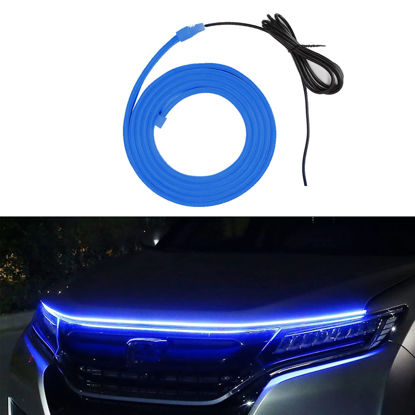 Picture of kekafu 59IN Car Led Lights Exterior Car Hood Light Strip Multicolor 12V LED Daytime Running Lights, RGB Flexible Headlights Waterproof LED Strips Waterproof Car Engine Cover Decoration Headlight