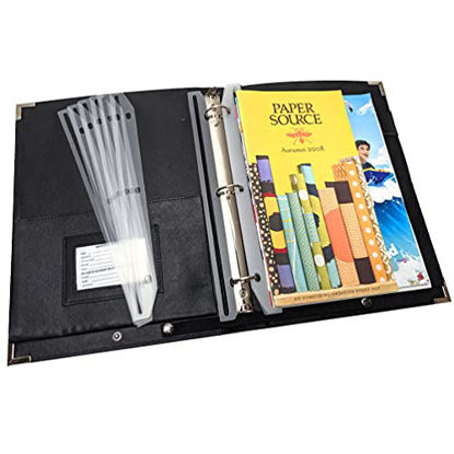 Picture of MSP Professional 3 Rings Portfolio Organizer, Music Choral Folder with, Handle, Detachable Strap and Bonus Item: Plastic Strip Magazine Holders- Black (MSP-210S) (MSP-210S _ 9.5" x 12.5")