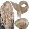 Picture of Full Shine Tape in Remy Hair Extension Color 18 Ash Blonde Highlighted 613 Bleach Blonde Hair Extensions Tape ins 14 Inch Double Sided Skin Weft Tape in Hair Extensions 50g